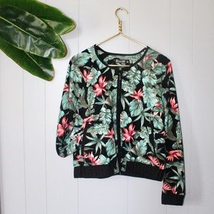 •7th Ave NY & Co.• Sleek Floral Bomber Jacket